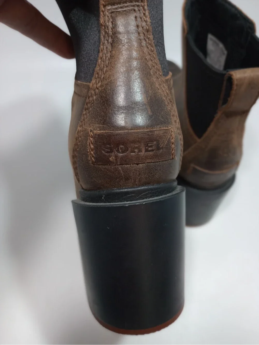 SOREL Chelsea Boot Chunky Block Heal Burro Brown Ankle Boots 6.5
